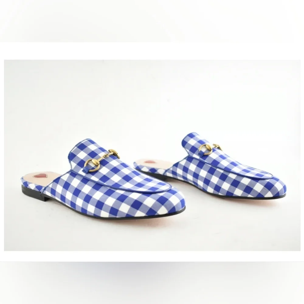 COPY - Gucci Malaga Kid Princetown Vichy Gingham Slip on/Loafer/Mule, size 37 - Picture 3 of 12